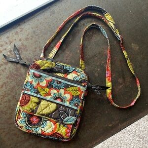 Vera Bradley “Flower Shower” (Retired 2014)  Triple Zip Hipster Crossbody Bag